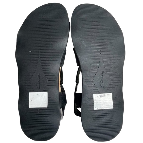Clarks WMN Brynn Ave Sandals Leather Black Comfort Strappy Wedge Platform Sz 9.5 - Picture 14 of 15